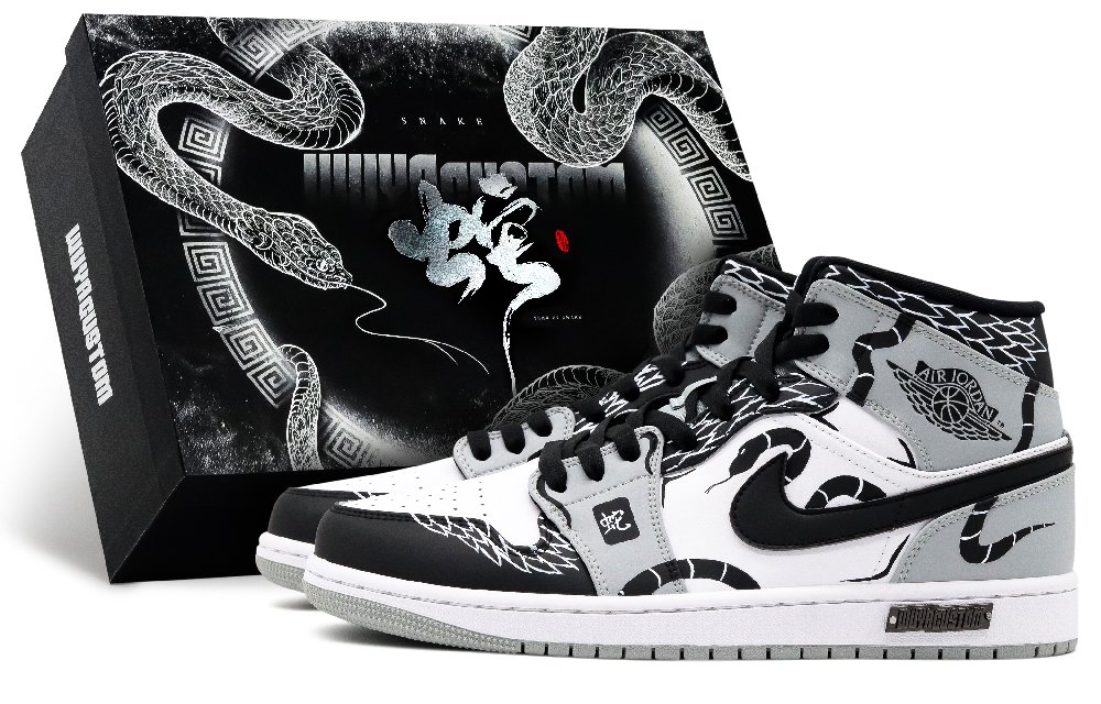 Jordan Air Jordan 1 Anti Slip Wear Resistant Mid Top Vintage Basketball Shoes Men's Gray Black