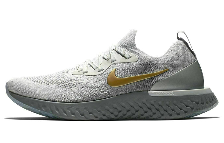 Nike Epic React Flyknit Vast Grey Metallic Gold Women's