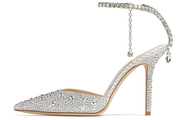 Jimmy Choo Saeda 100 Slim Heel High Heels 10cm Women's Silver