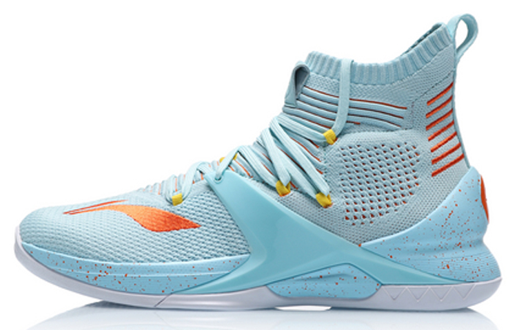 LiNing Blockade Shock Absorbers Slip Resistant Abrasion Resistant High top Basketball Shoes Men's Blue