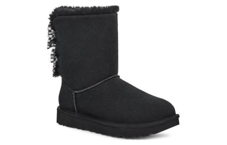 UGG Checkered Bow Snow Boots 'Black' Women's