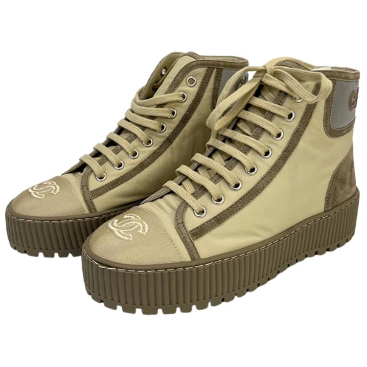 CHANEL High Top Skateboard Shoes Women's Green