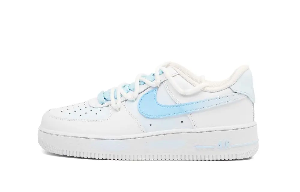 Nike Air Force 1 Cushioning, Wear Resistant Low top Skateboard Shoes Unisex White Blue