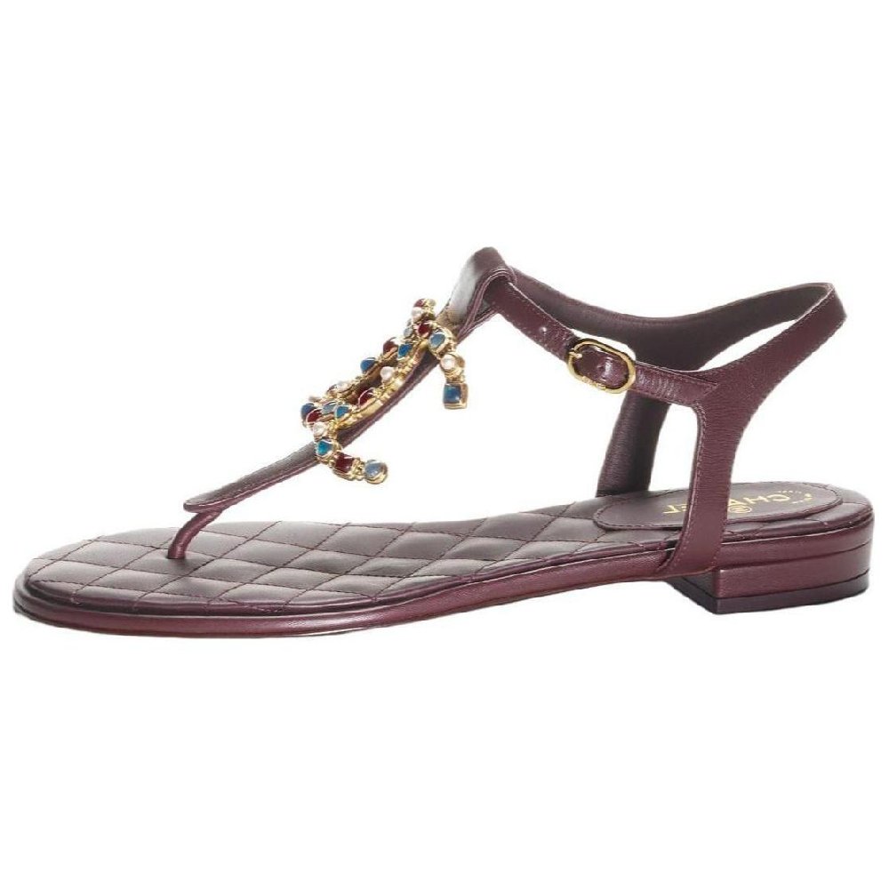 CHANEL Strap Sandals Women's Burgundy