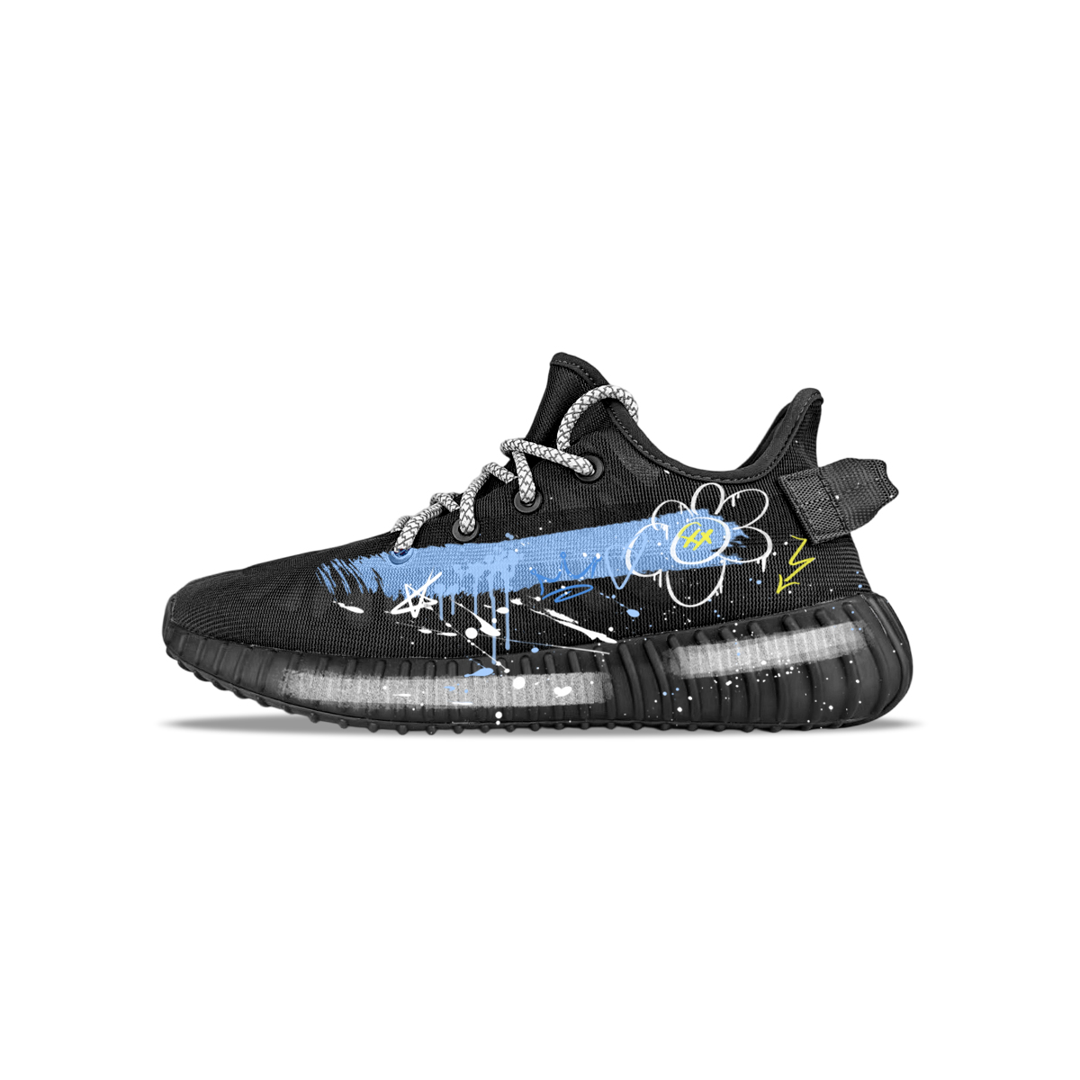 Adidas Originals Yeezy Boost 350 V2 Cushioning Abrasion Resistant Lightweight Low top Casual Shoes Unisex Black Blue
