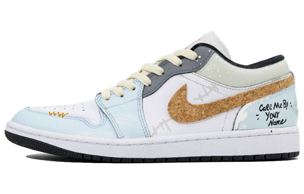 Jordan Air Jordan 1 Cushioning, Wear Resistant Low Top Vintage Basketball Shoes Unisex Light Blue