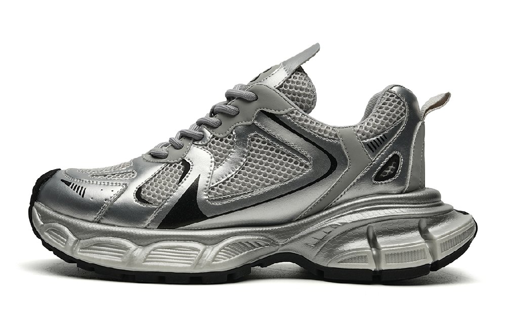 EBLAN Low Top Chunky Sneakers Women's Silver Black