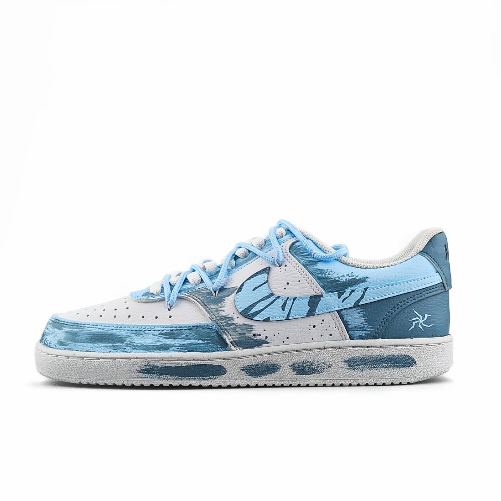 Nike Court Vision 1 Anti-Slip Wear-Resistant Low-Top Skateboard Shoes Unisex Blue White