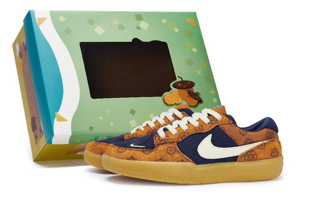 Nike SB Force 58 Skateboard Shoes Unisex Low-Top Beige/Orange/Blue