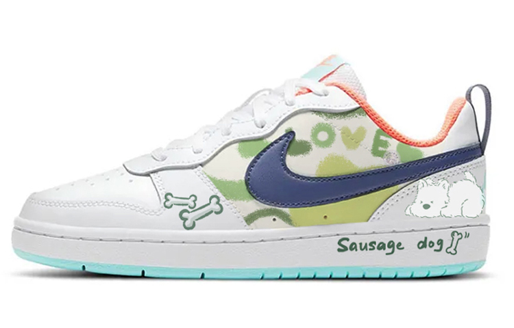 Nike Court Borough Skateboard Shoes Women's Low-Top Blue White