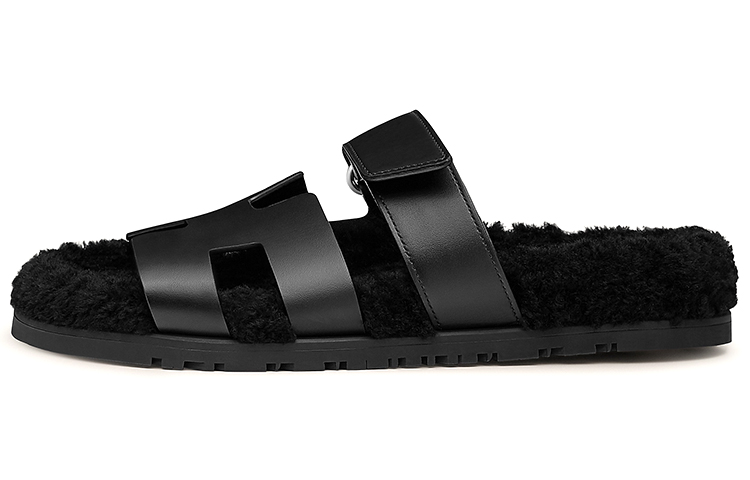 HERMES Chypre Slide Slippers Women's Black