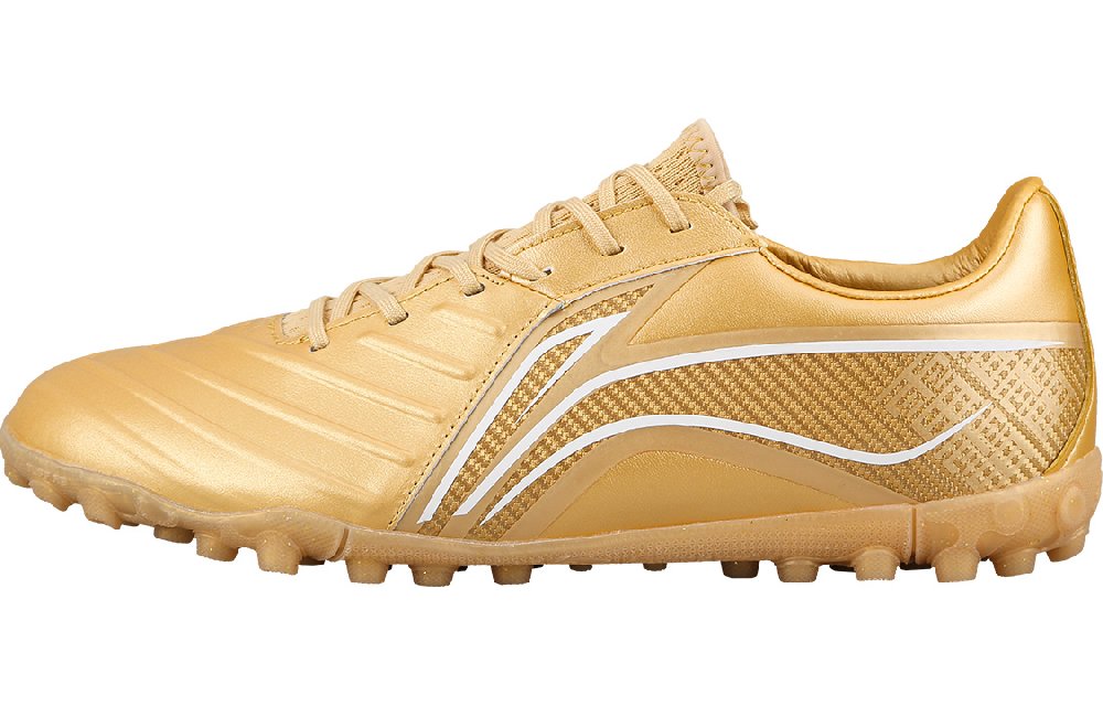 LiNing Jin TF Turf Artificial Ground Shock Absorbers With Slip Resistant Features Soccer Shoes Men's Traditional Gold