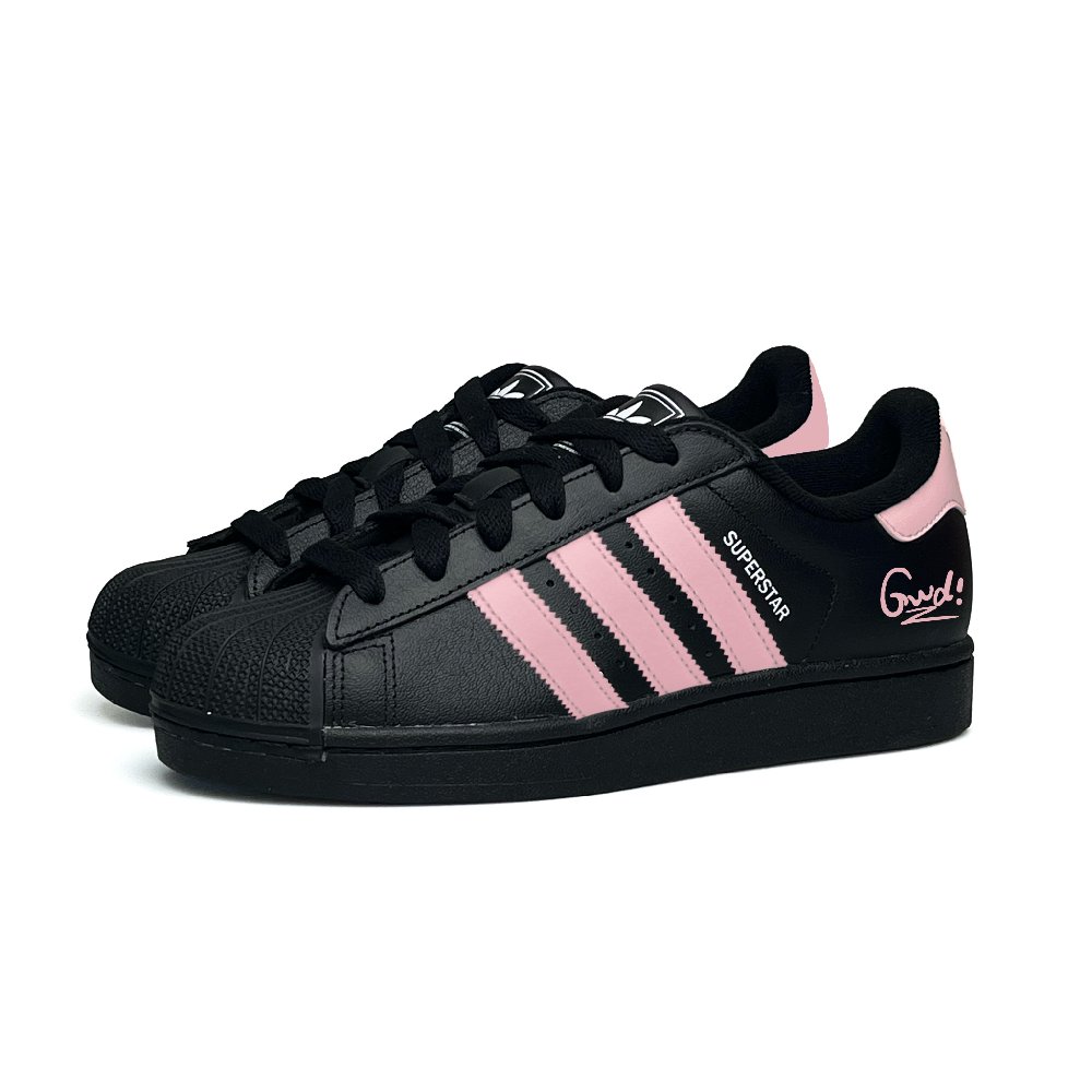 Adidas Originals Superstar 2 WAO Slip Resistant Abrasion Resistant Low top Skateboard Shoes Unisex Black Pink