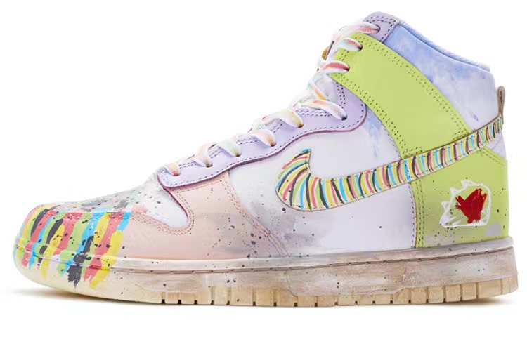 Nike Dunk High Top Skateboard Shoes Women's White Green