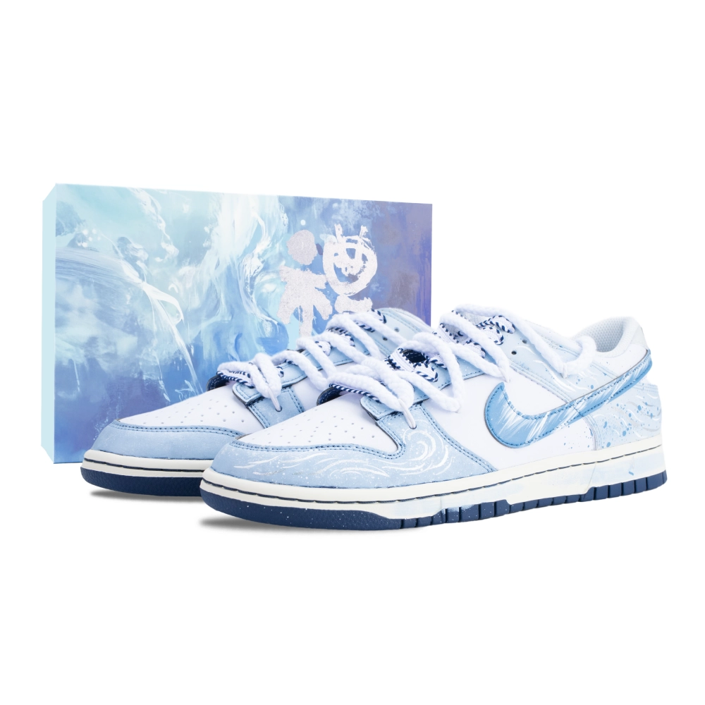 Nike Dunk Whispering Dusty Blue Abrasion Resistant Low top Skateboard Shoes Men's White Blue