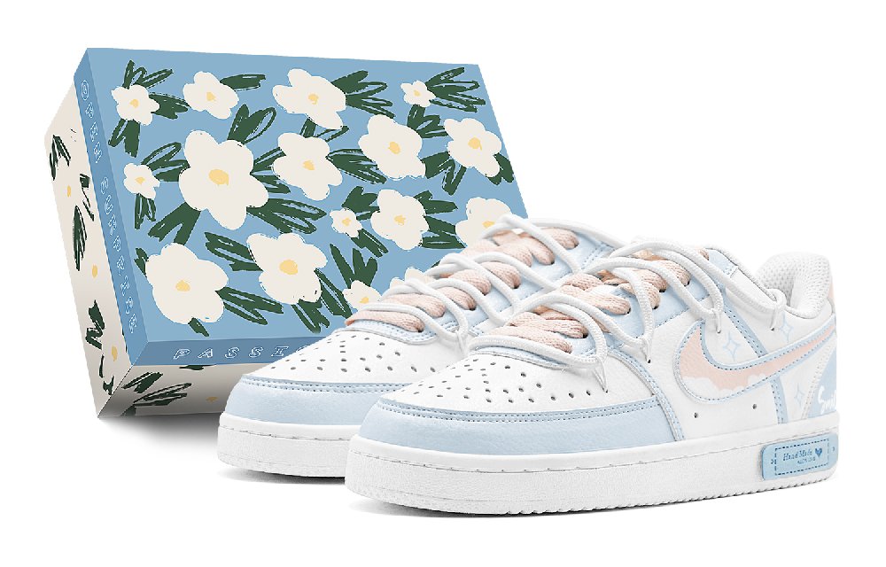 Nike Court Vision 1 Cloud Stars, Morandi Style Low Top Skateboard Shoes Men's Blue Pink