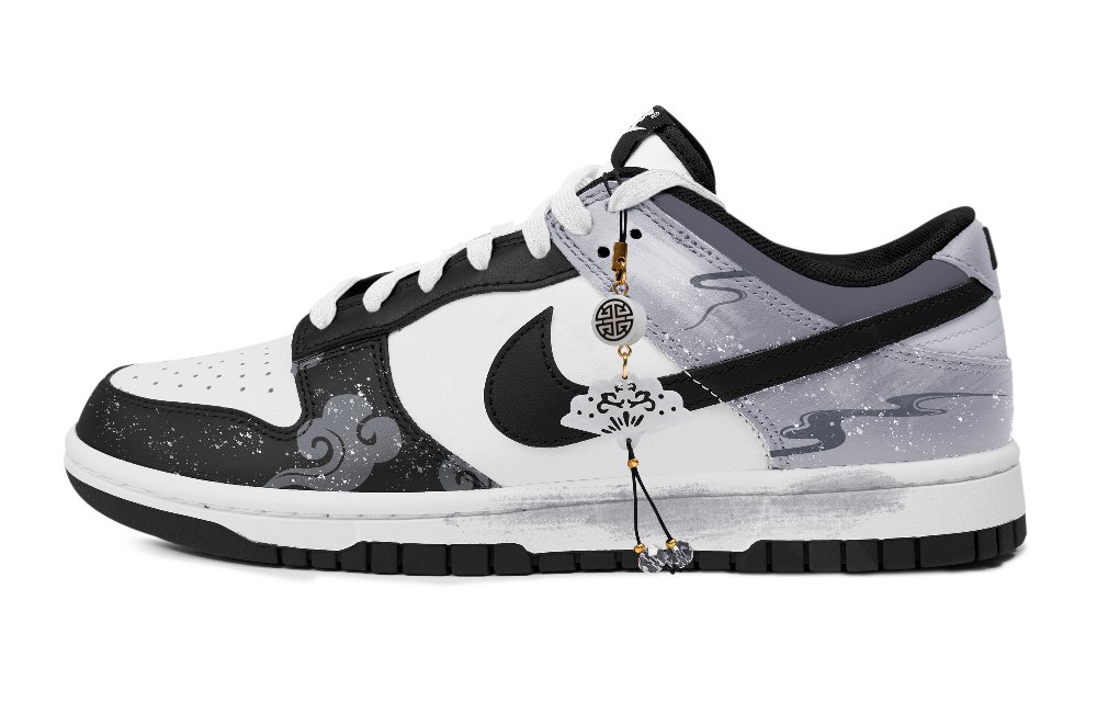 Nike Dunk Anti-Slip Wear-Resistant Low-Top Skateboard Shoes Unisex Black White Gray