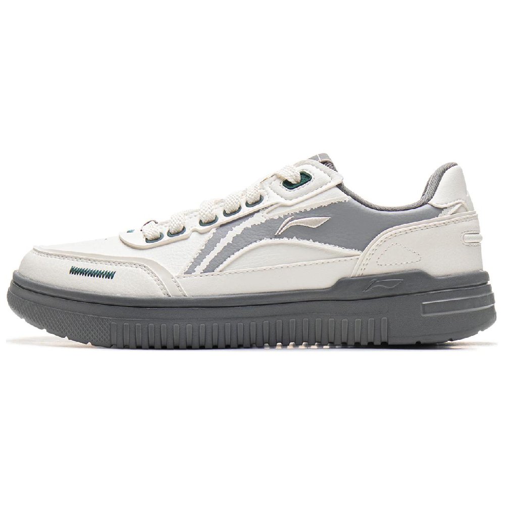 LiNing Slip-Resistant Cushioning Wear-Resistant Lightweight Breathable Low-Top Skateboard Shoes Men's White Gray