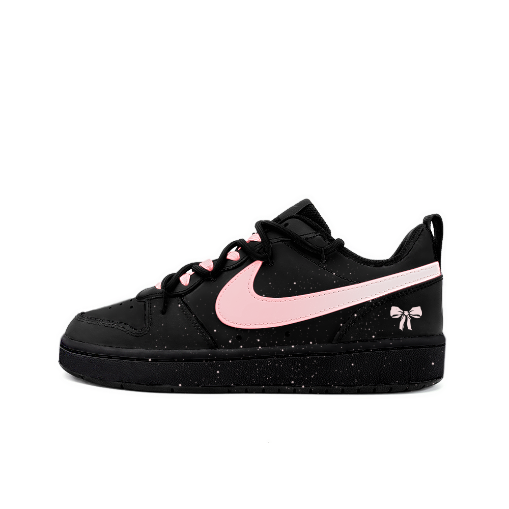 Nike Court Borough 2 Non slip Lightweight Low Top Skateboard Shoes GS Black Pink
