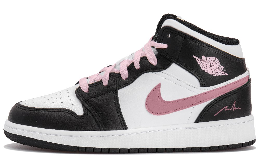Jordan Air Jordan 1 High Top Vintage Basketball Shoes Women's White Black Pink