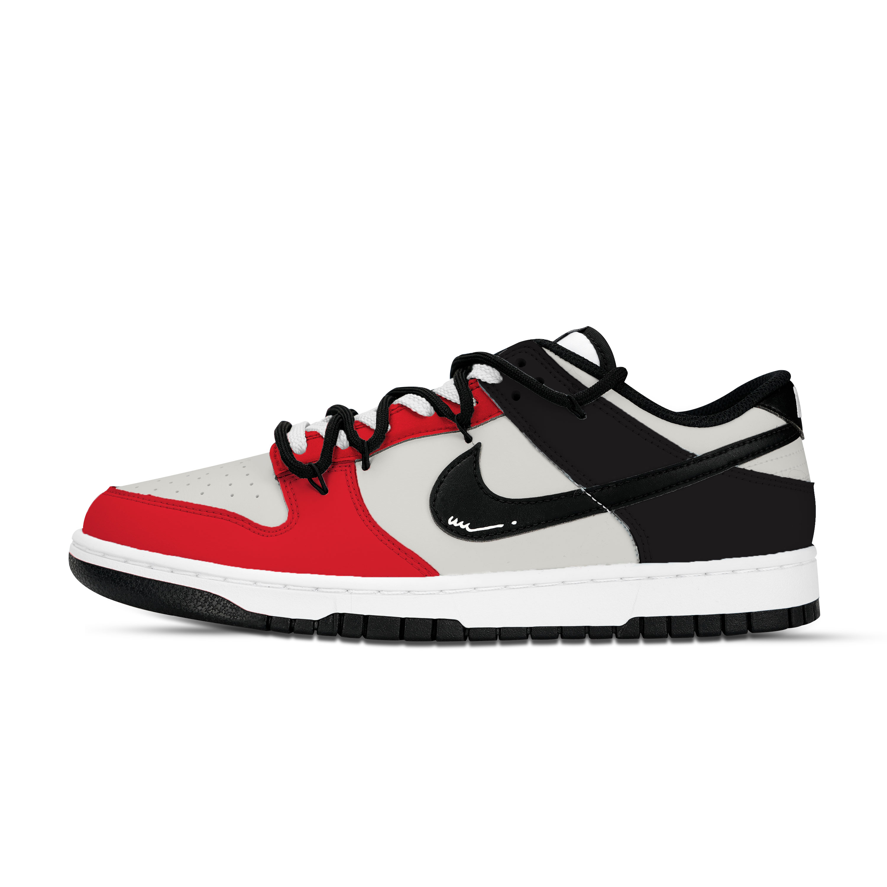 Nike Dunk Two Tone Dazzling Shadow Abrasion Resistant Slip Resistant Low top Skateboard Shoes Unisex Black Red Gray