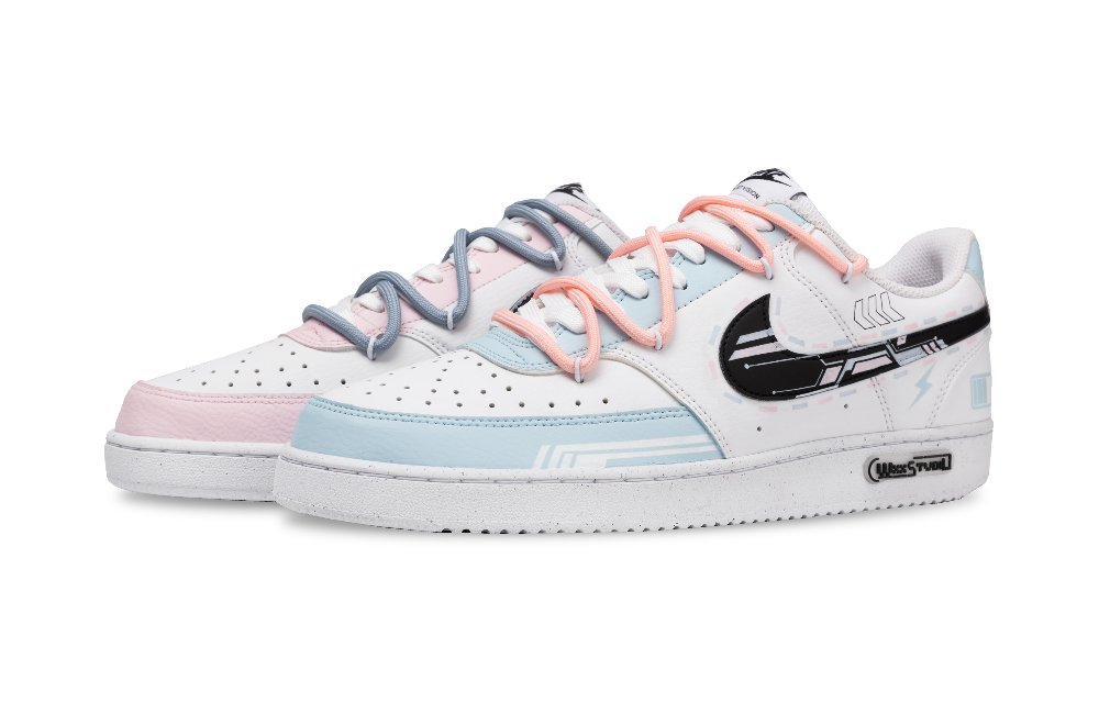 Nike Court Vision 1 Abrasion-Resistant Low-Top Skateboard Shoes Men's Blue Pink