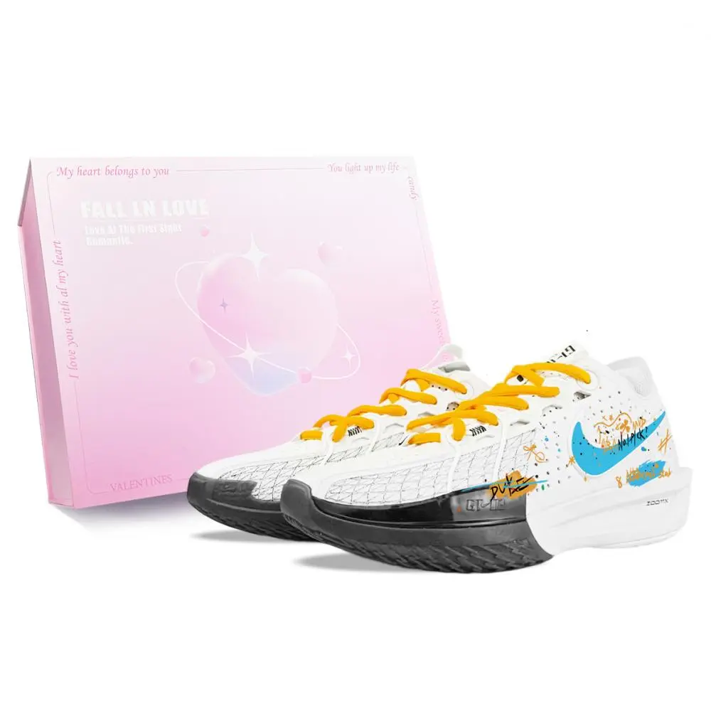 Nike Air Zoom G.T. Cut 3 Eyebrow Grid, Nightfall, Box Abrasion Resistant Low top Basketball Shoes Unisex White Yellow