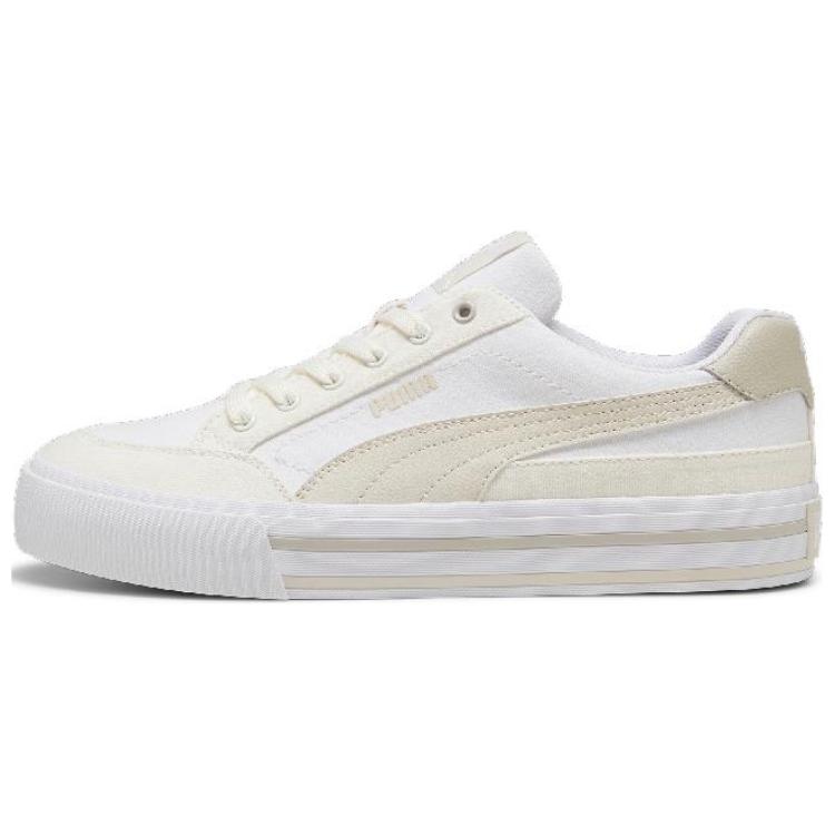 PUMA Court Classic Collection Vulc FS Low Top Skateboard Shoes Unisex White Beige