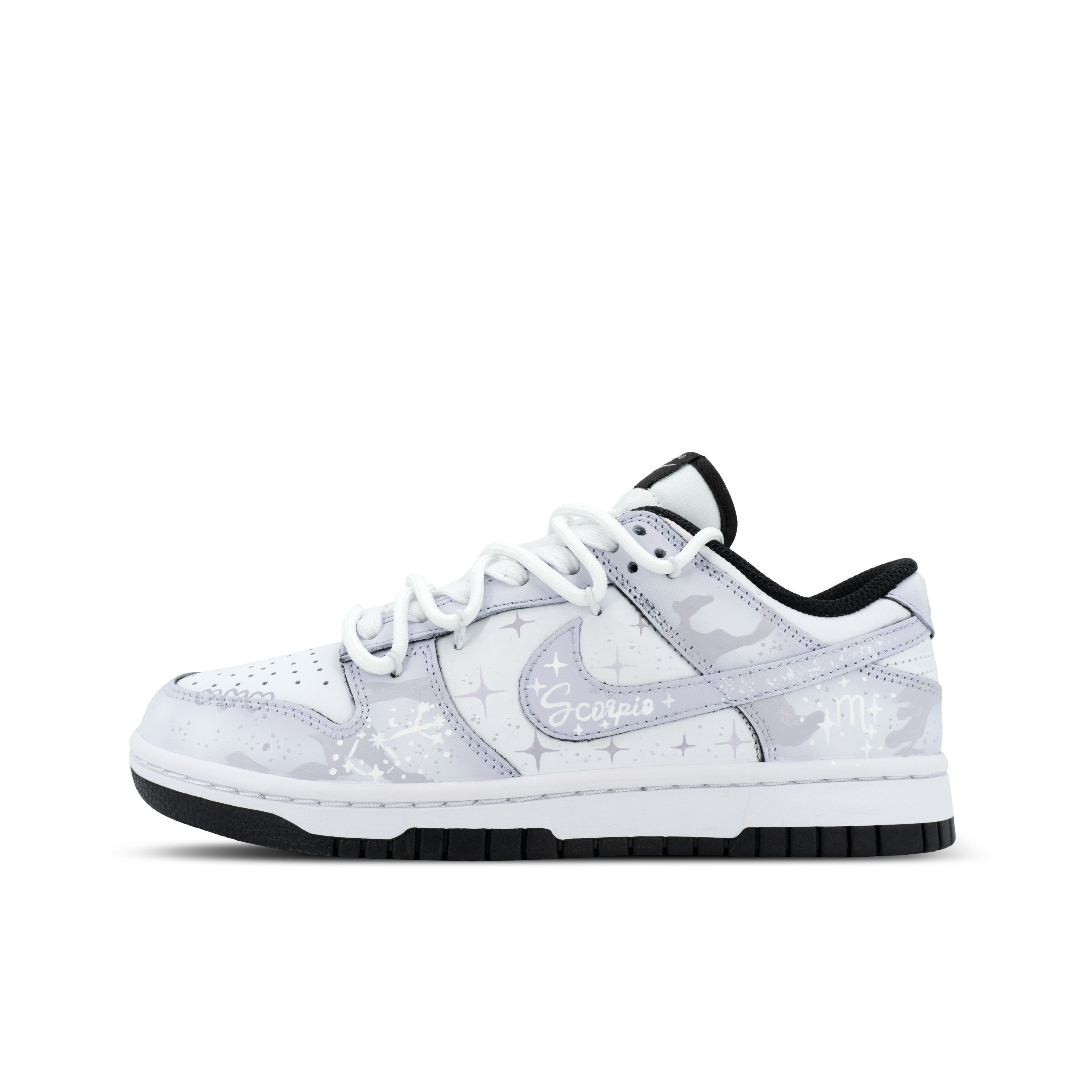 Nike Dunk Orangutan Mischief XJDD Rose Scorpio, Constellation Collection Low top Skateboard Shoes Unisex White Purple