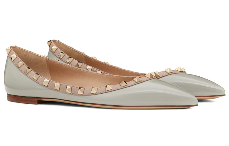 Valentino Rockstud Casual Single Shoes Women's Green