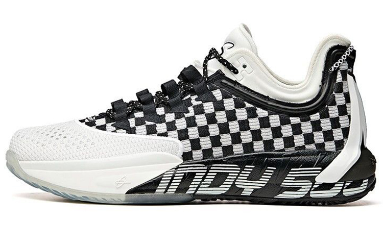 Anta GH1 Low Indy 500 Cushioning Anti-Slip Wear-Resistant Breathability Low-Top Basketball Shoes Men's White Black