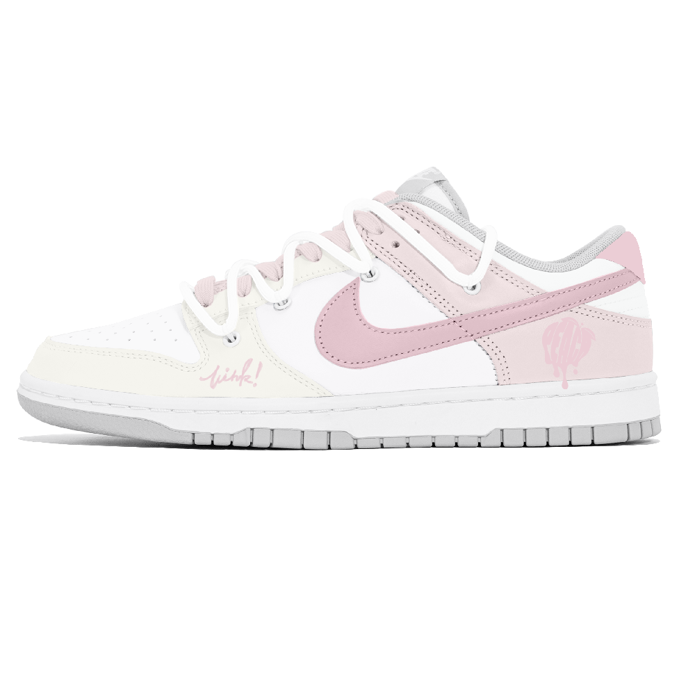 Nike Dunk Abrasion Resistant Low Top Skateboard Shoes Women's Yellow Pink