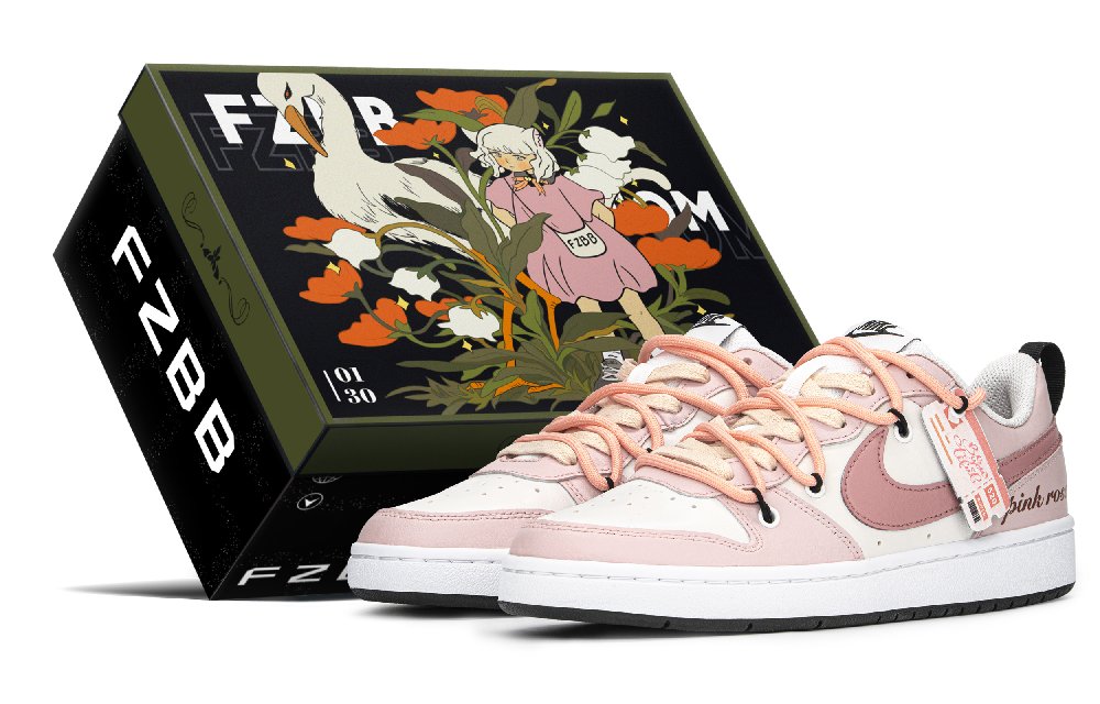 Nike Court Borough Series Skateboard Shoes Women's Low-Top Beige/Pink
