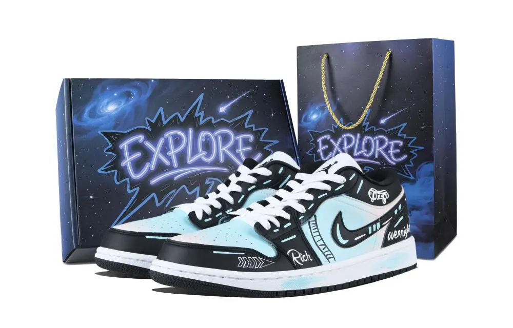 Jordan Air Jordan 1 Chasing The Wind Abrasion Resistant Low top Skateboard Shoes Unisex Blue