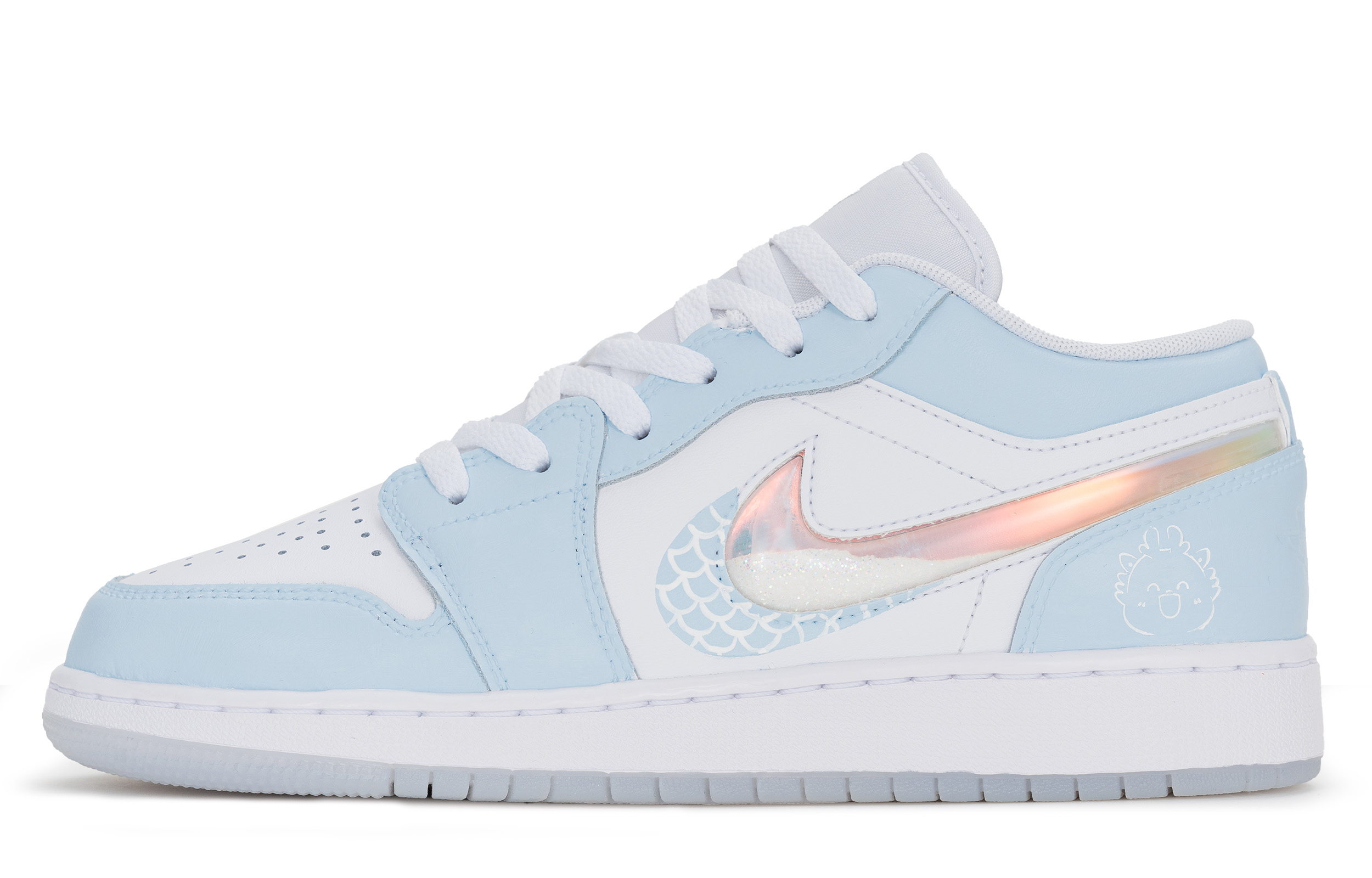Jordan Air Jordan 1 Low Top Vintage Basketball Shoes Women's White Blue