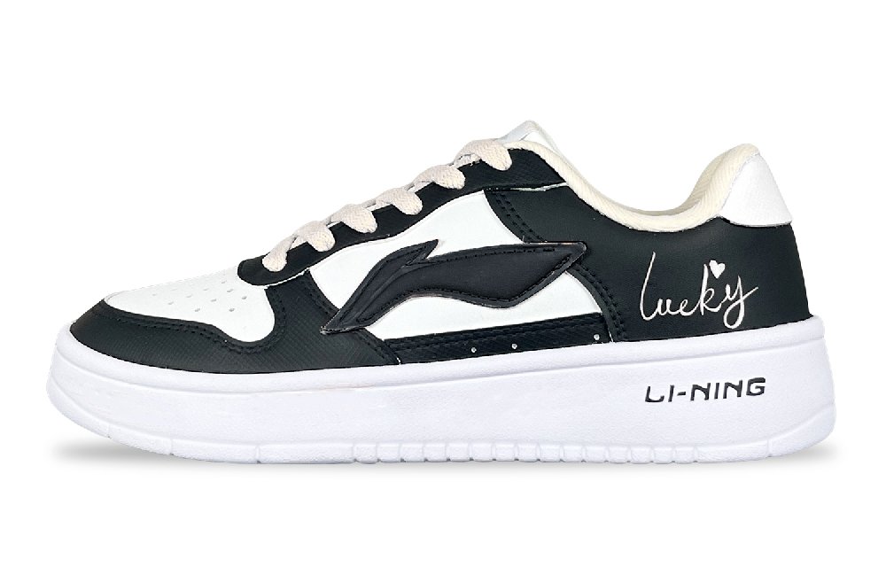 LiNing Pontoon Boats Wear-Resistant Breathable Height Increasing Low-Top Skateboard Shoes Unisex Black White