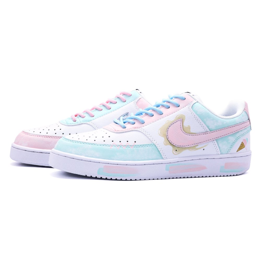 Nike Court Vision 1 Crushed Ice On A Summer Day Anti Slip Wear Resistant Low Top Skateboard Shoes Unisex Blue Pink