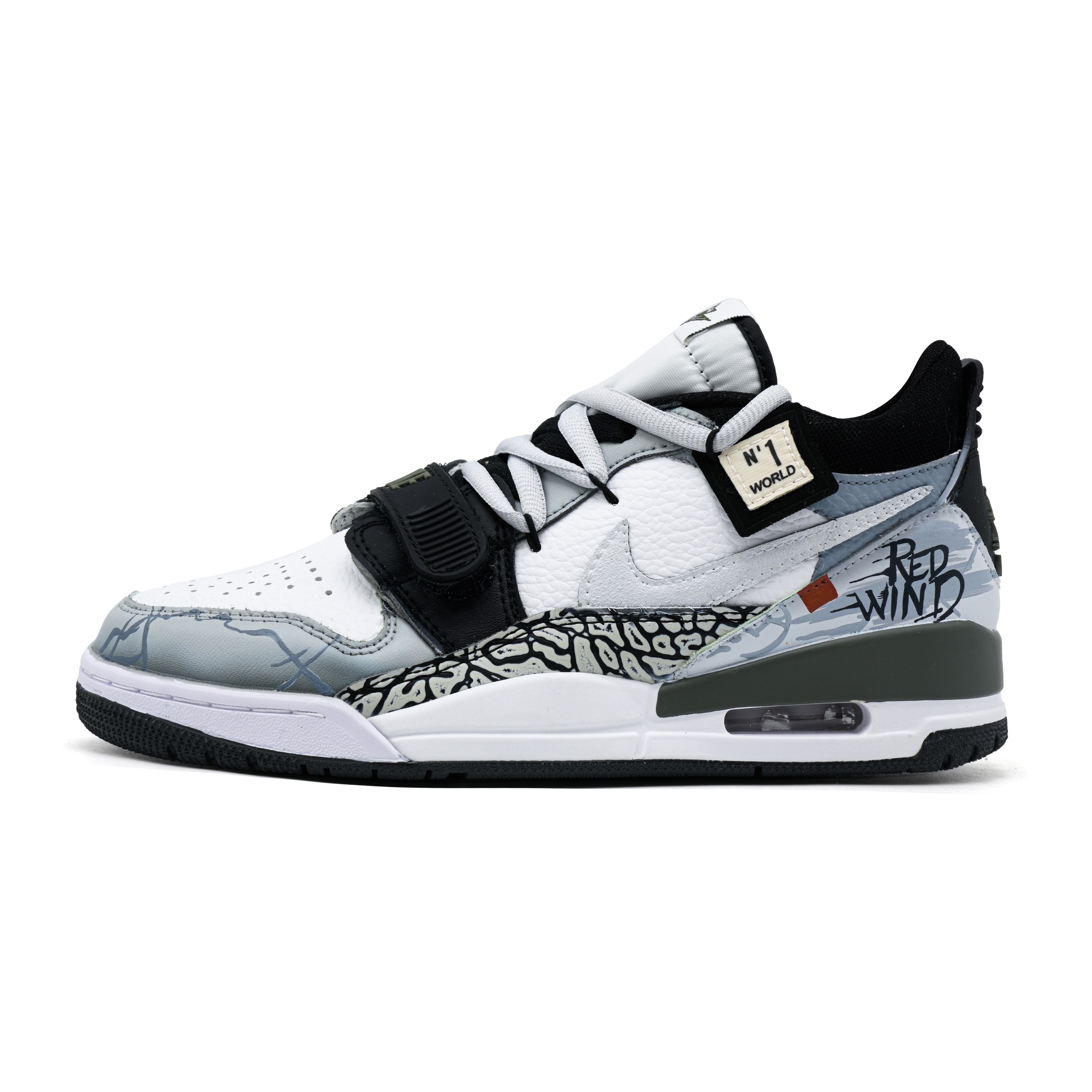 Jordan Legacy 312 Jungle Rhythm Cushioning, Wear Resistant Low top Vintage Basketball Shoes Unisex Black White Gray