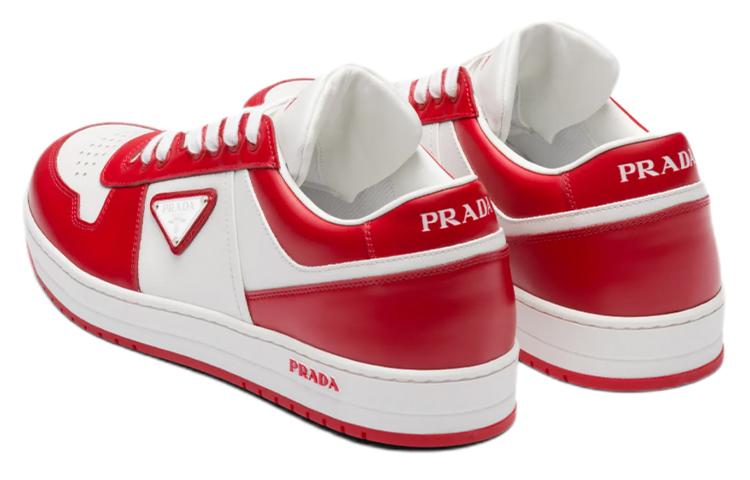 PRADA Downtown Leather Sneakers Red