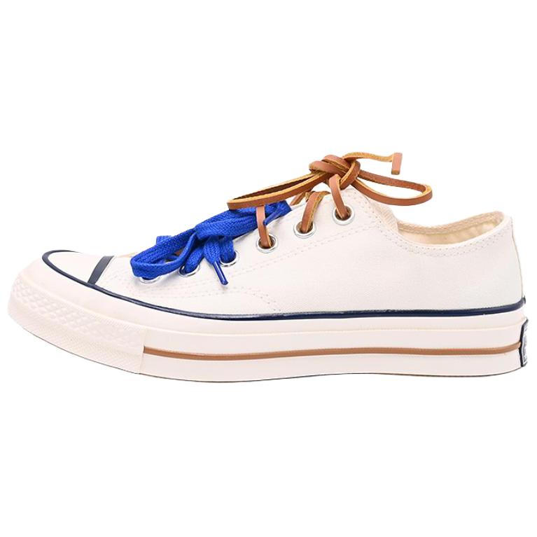 Converse Abrasion Resistant Low Top Canvas Shoes Unisex White Blue Brown