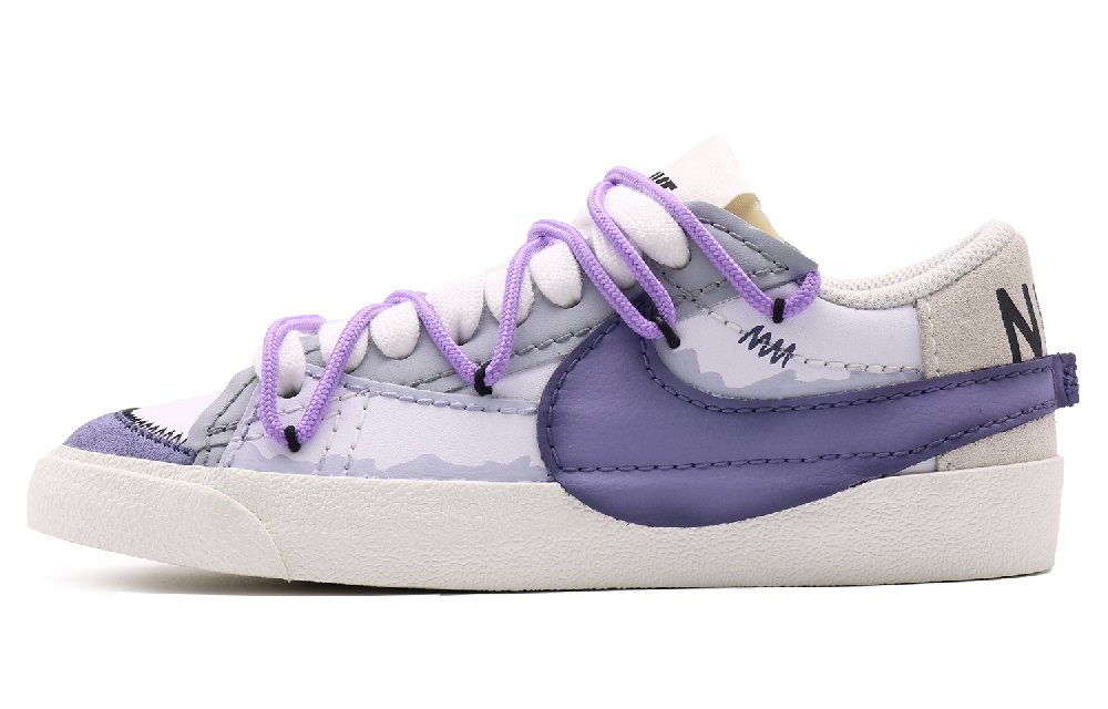 Nike Blazer Anti-Slip Wear-Resistant Low-Top Skateboard Shoes Women's White Purple