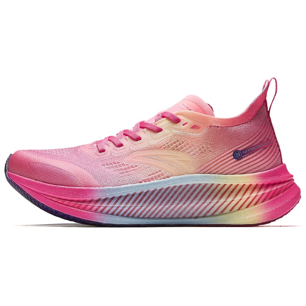 ANTA Running Shoes Women's Low top Fluorescent Cold Peach Pink/Gentian Pink/Aqua Sky Blue/Egg White Color