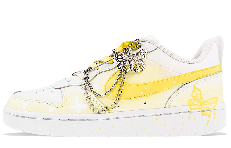Nike Court Borough Series Skateboard Shoes Women's Low Top Yellow/White/Orange