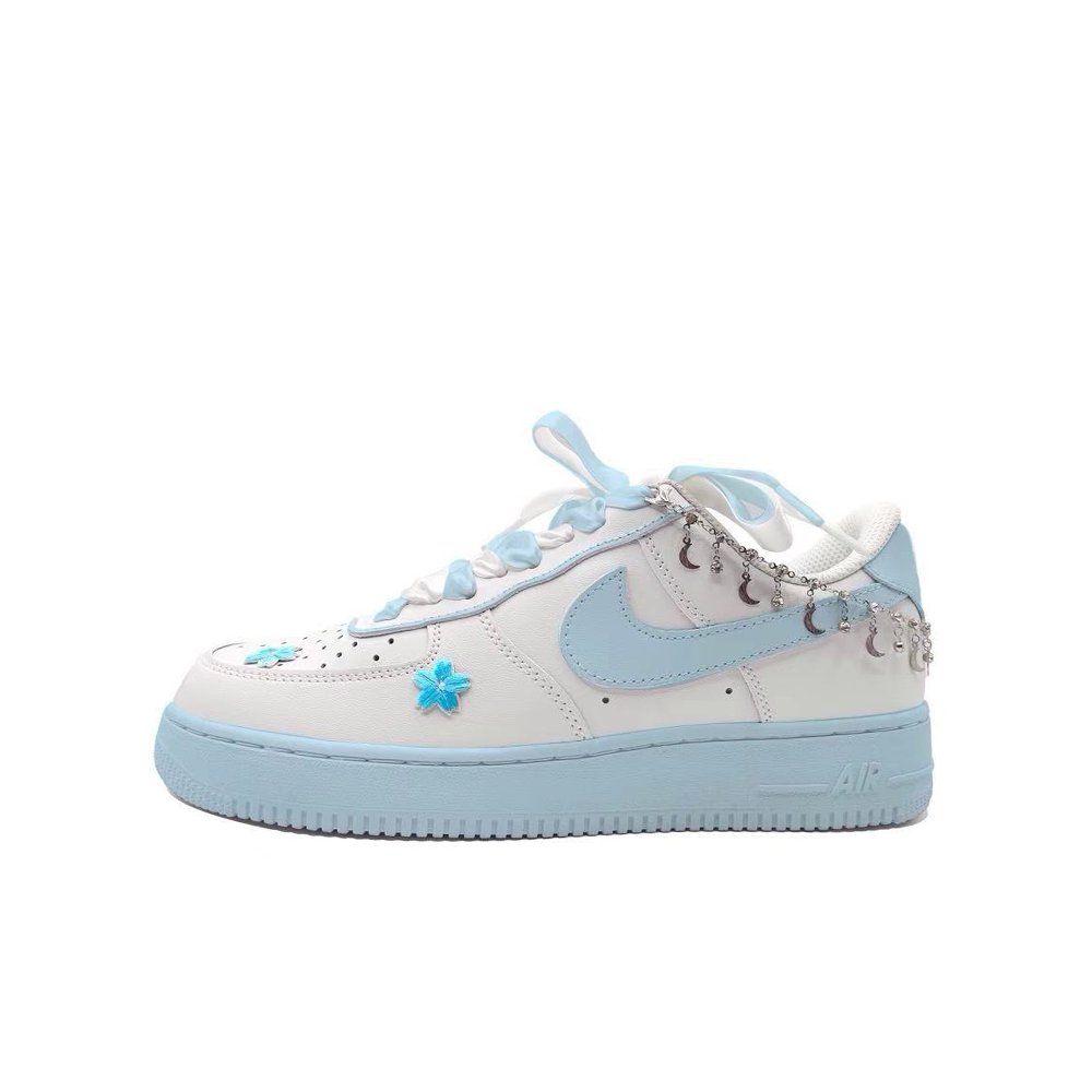 Nike Air Force 1 Anti-Slip Wear-Resistant Low-Top Skateboard Shoes Unisex Sky Blue