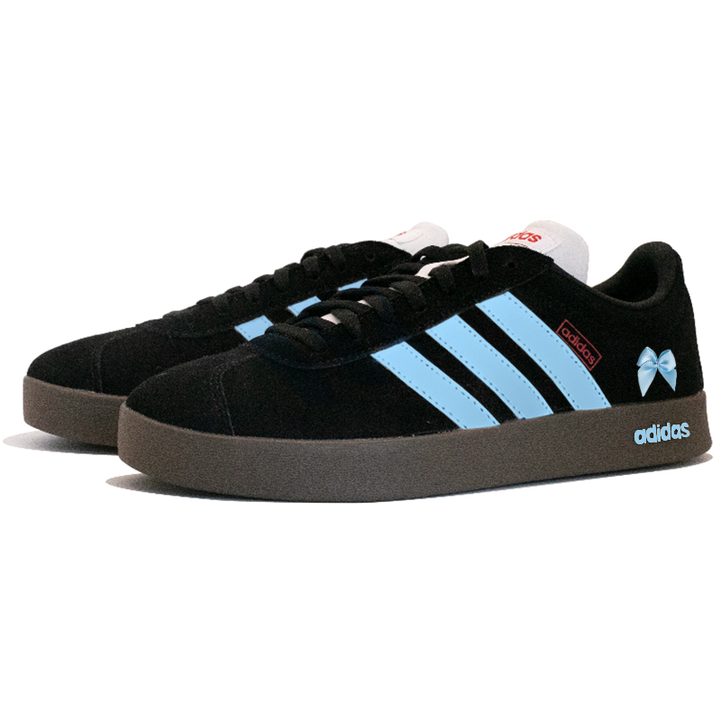Adidas Neo VL Court 2.0 Late Wave Wear-Resistant Slip-Resistant Low-Top Skateboard Shoes Unisex Black Blue