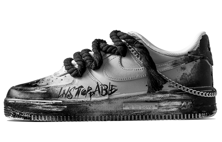 Nike Air Force 1 Low Slip-Resistant Cushioning Coverage Low-Top Skateboard Shoes GS Black White Gray