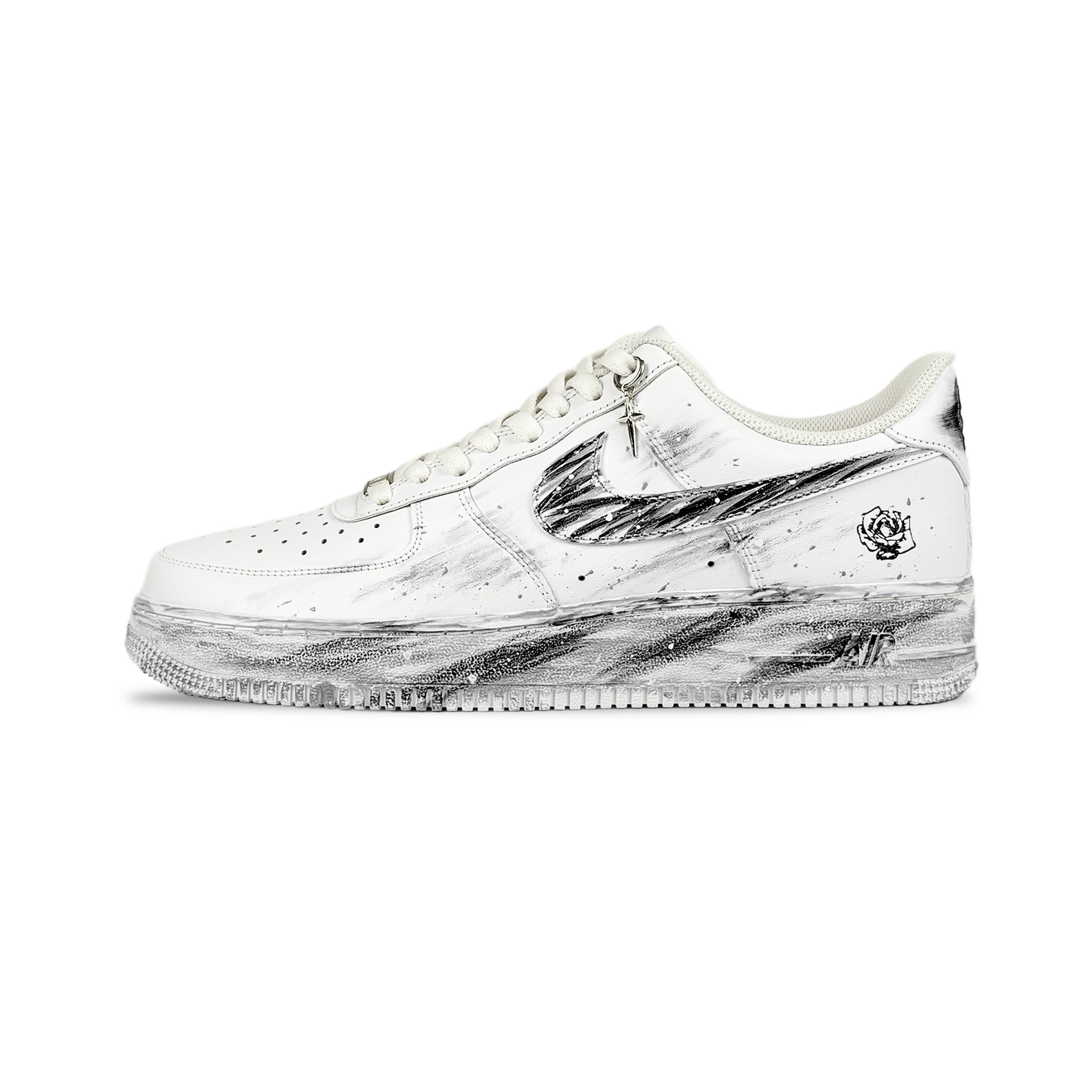 Nike Air Force 1 Dark Trace Abrasion Resistant Low Top Skateboard Shoes Unisex Black White