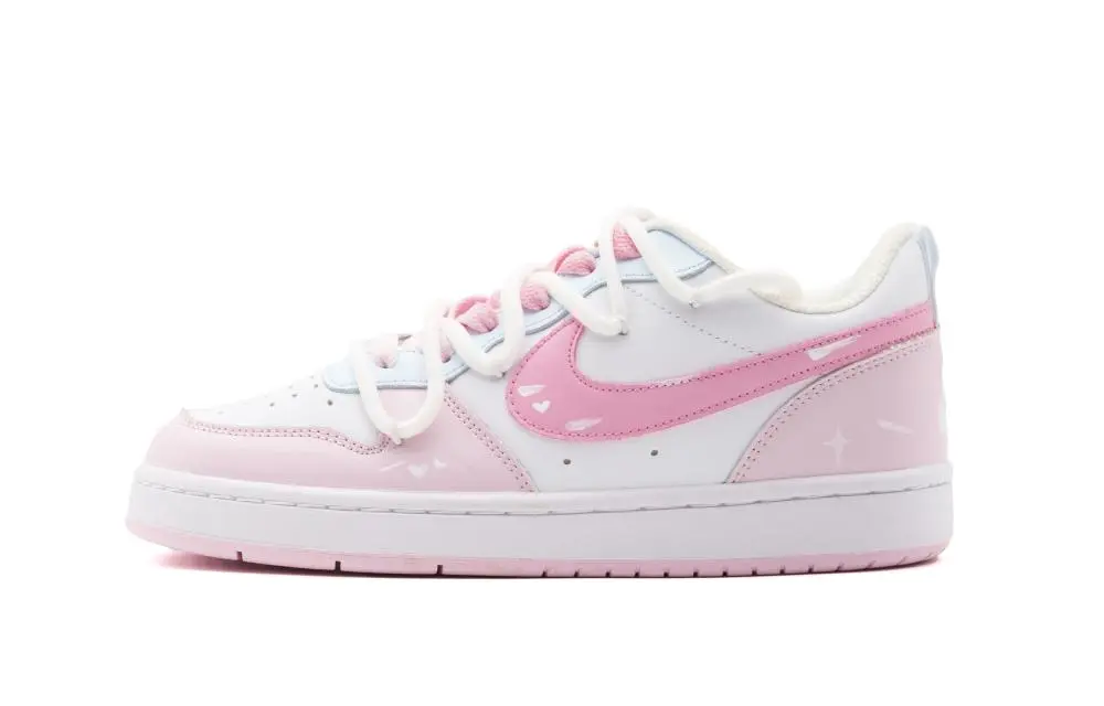 Nike Court Borough Abrasion Resistant Low top Skateboard Shoes Women's Blue Pink