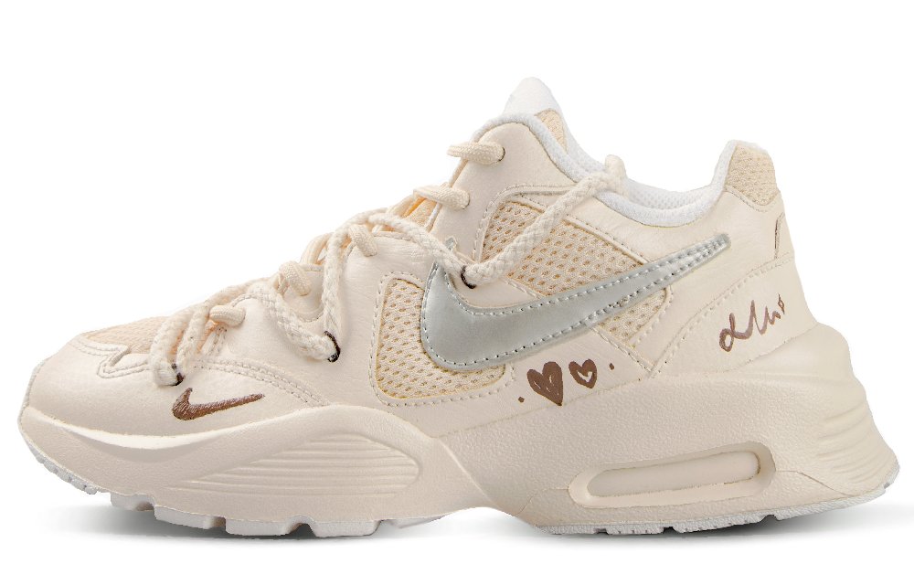 Nike Air Max Fusion Shock Absorbers Slip Resistant Abrasion Resistant Low Top Running Shoes Women's Ecru Silver