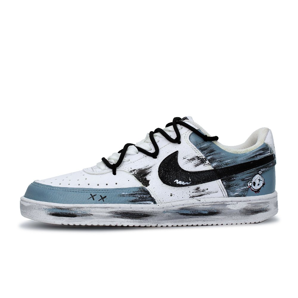 Nike Court Vision 1 Skateboard Shoes Men Low-Top Black/White/Cyan